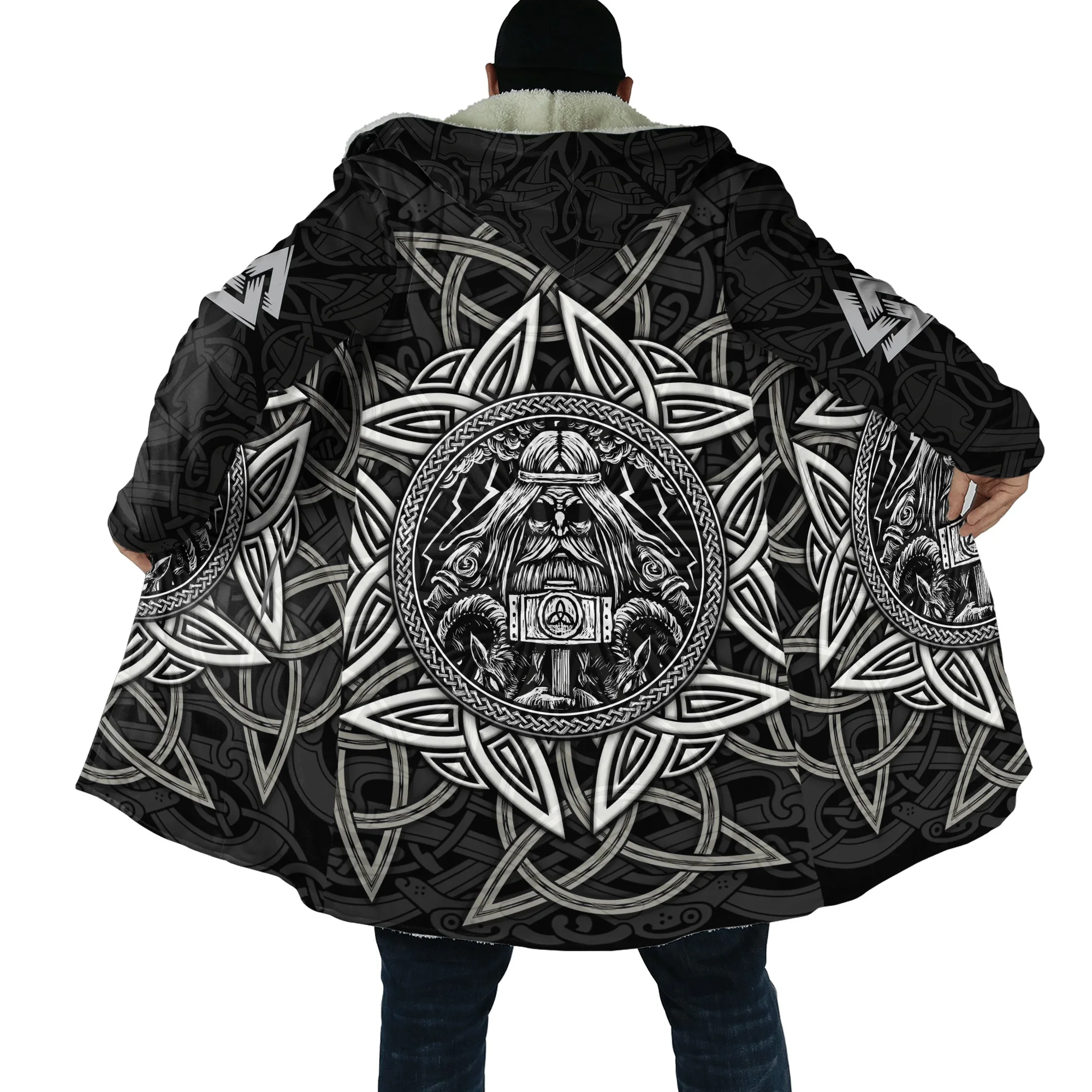 PLstar Cosmos Dragon and Odin Raven Tattoo 3D stampato in pile da uomo con cappuccio mantello Unisex Casual spesso caldo mantello PF88 5