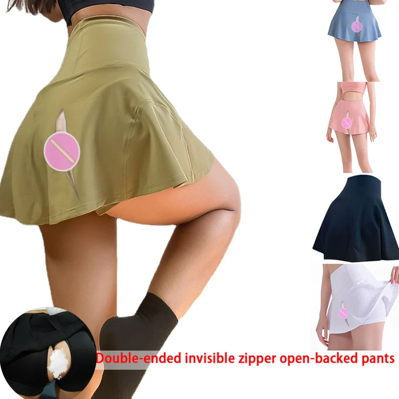 Sports Short Skirt Female Invisible Open-Seat Pants Outdoor Sex Couple Convenient Skirt Women’s Fitness A-Line Skirt Sexy Skirt 2 pcs cheerleaders bouquet sports meeting prop metal handle reusable pom poms prom props cheering pompoms clothing outdoor