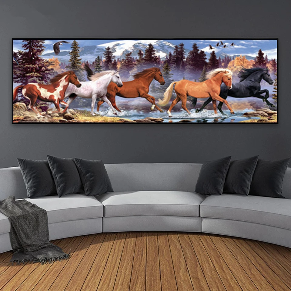 

Big Size Animal Horses DIY 5D Diamond Painting Full Drill Square Embroidery Mosaic Art Picture of Rhinestones Home Decor Gift