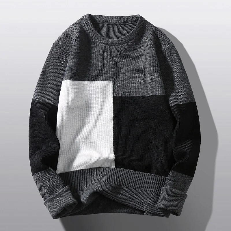 

Men's Color Block Round Neck Sweater Autumn/Winter Fashion Casual Pullover