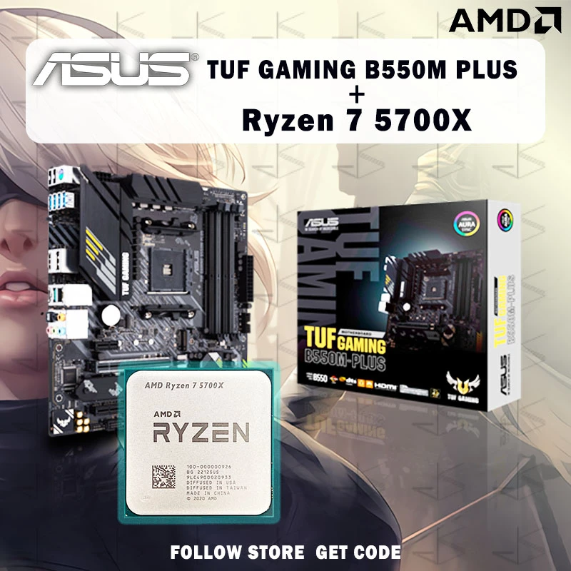 New Amd Ryzen 7 5700x R7 5700x Cpu + Asus Tuf Gaming B550m Plus Microatx B550m Motherboard