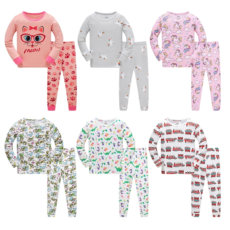 Kids Pajamas Sets Spring and Autumn Long Sleeve Cotton Animal Cartoon 2PCS 1-10Y kids pajamas set