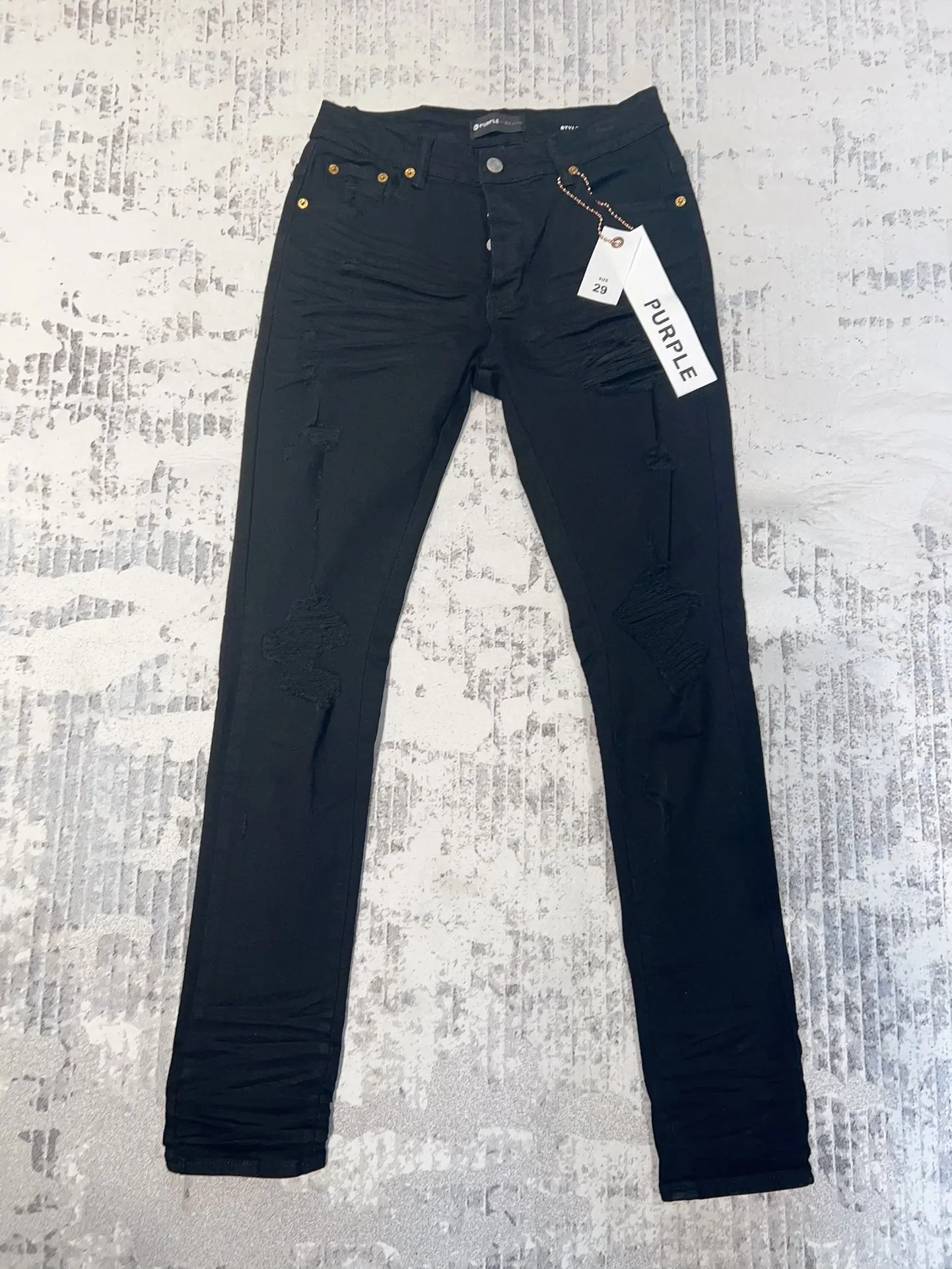 

2024 Black Man designer sale Purple Brand Denim Men's Stretch Damaged High Street Destroyed Hole Ripped Scratch Jeans Streetwear