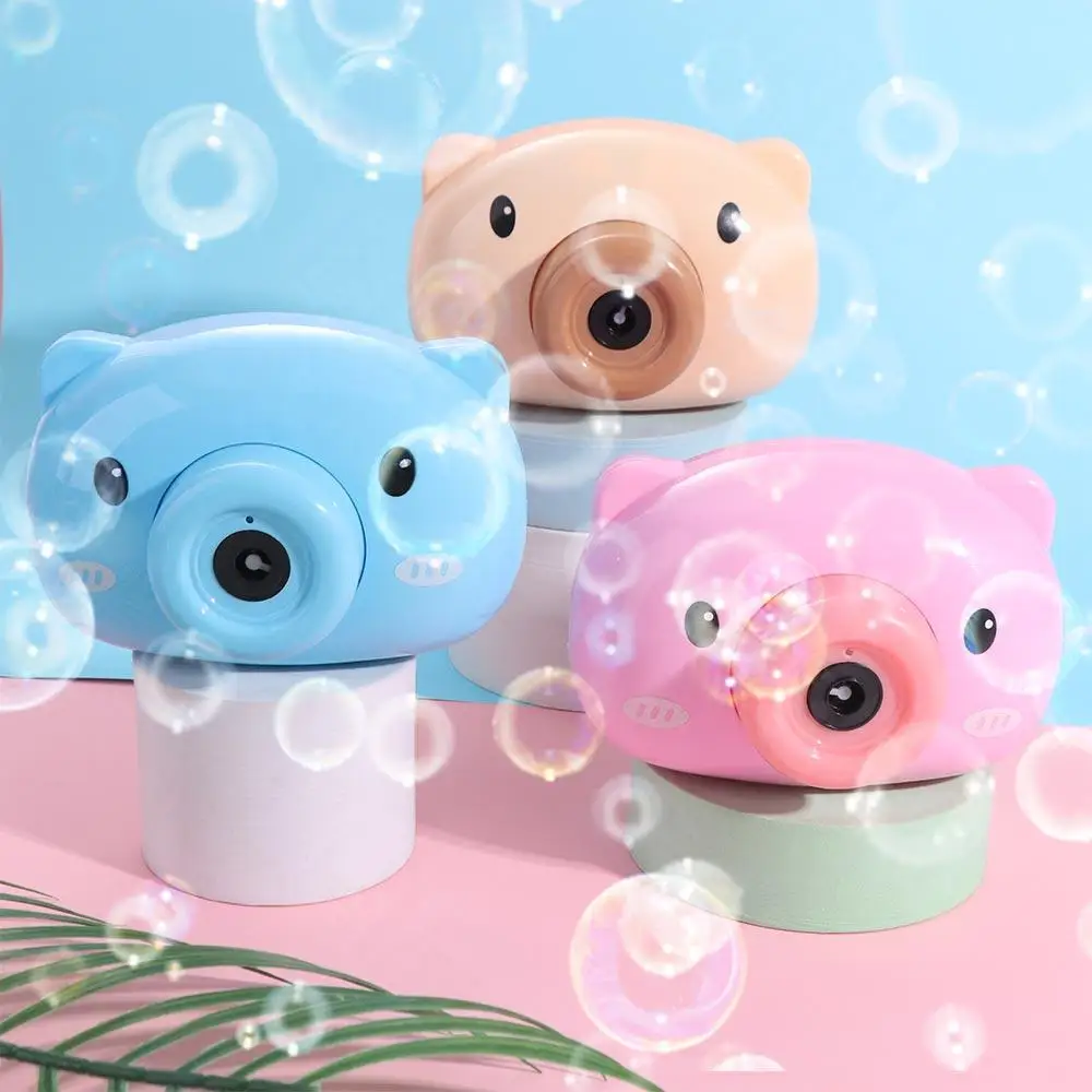 Durable Chilren Bubble Machine Automatic Cartoon Soap Bubble Maker Toy Pig Camera Shape Cartoon Bubble Blower Girls Boys