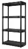 Black Plastic 4-Tier 56.2" H x 30"" W x 13.8" D, 280lb Total Capacity 1