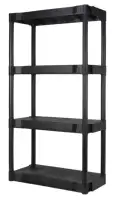 Black Plastic 4-Tier 56.2" H x 30"" W x 13.8" D, 280lb Total Capacity 1