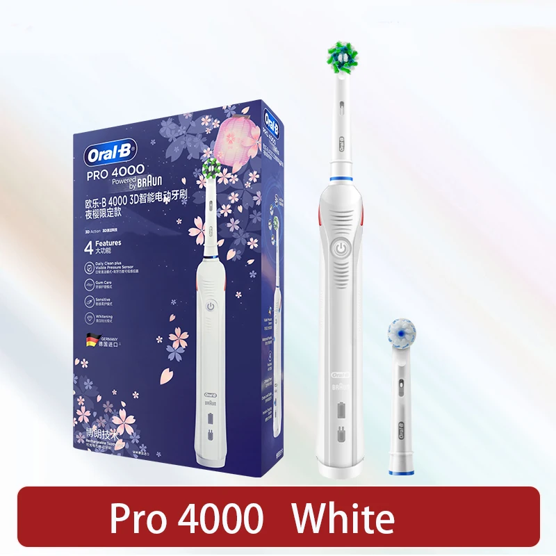 thumbnail image 1 of Cepillo de dientes eléctrico Oral B Pro 4000 Sonic Clean, recargable, 4 modos de limpieza, sensor de presión, luz, resistente al agua, 1 of 5