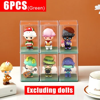 กล่องเก็บของแบบโชว์ 6 ชิ้น ชั้นวางอะคริลิคสำหรับจัดระเบียบของเล่นแบบ Blind Box, Bubble Mart, ทำมือ, ป้องกันฝุ่น, สำหรับวางบนโต๊ะ 10