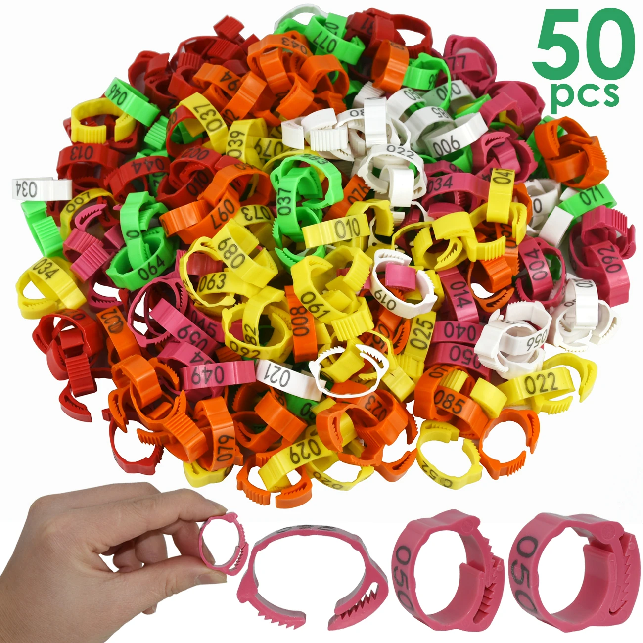 

50pcs Chicken Foot Ring Label Buckle Plastic Adjustable Poultry Leg Snap Ratchet Clip Digital Duck Pigeon Goose Farm Feed Tools
