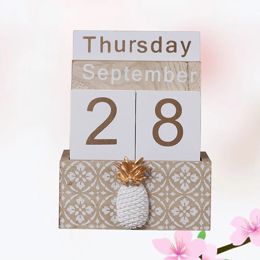 Wooden Flip Calendar Block Calendar for Table Decoration DIY Planner Office