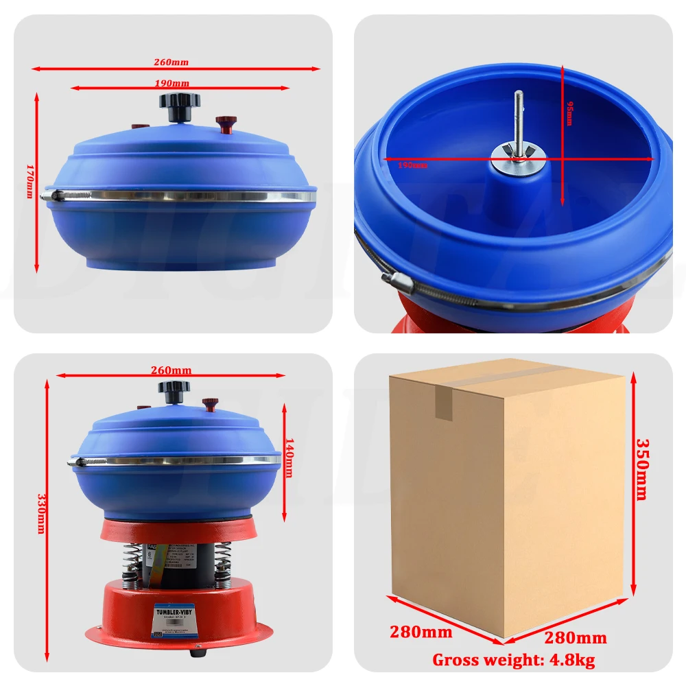Tumbler Vibrating Polishing Machine 3.5L Capacity For Metal Jewelry Vibratory Po