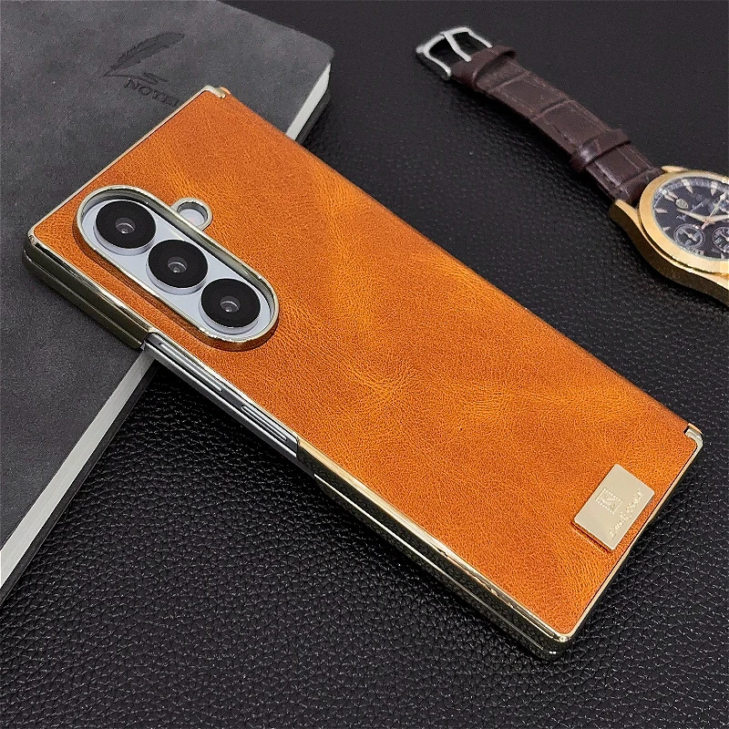 Luxury PU Leather Case with Electroplated Hinge Cover - 2-Piece Set