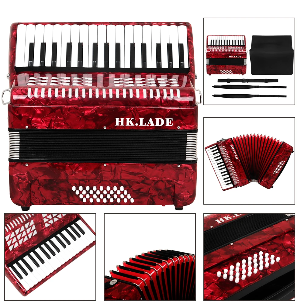 HK.LADE AH-80 Akkordeon, 32 Tasten, 32 Bass-Akkordeon mit Taschengurt, professionelles Tastaturinstrument für die Bewertungsaufführung – Detail 2