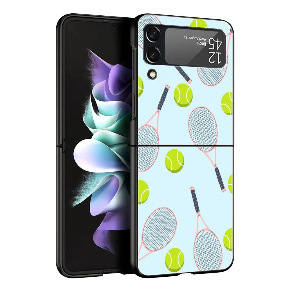 Elegant Black Tennis-Inspired Foldable Phone Case - Durable Hard Shell Cover