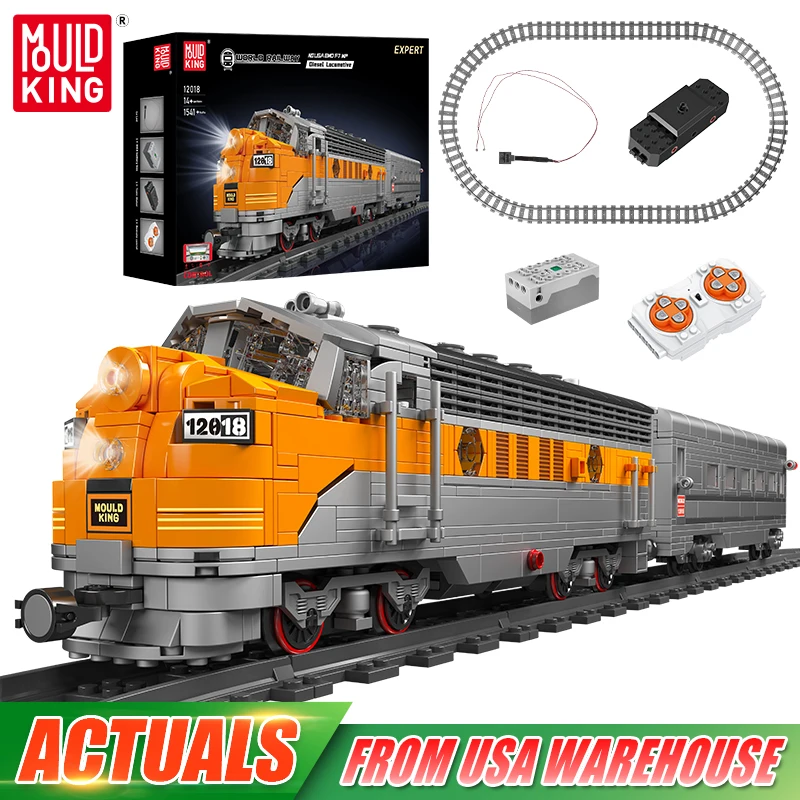 Mould King 12018 Technical Train Toys The RC USA EMD F7 WP Diesel Locomotive Building Block Brick Assembly Kids Christmas Gift