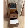 3 in 1 Vanity Desk with Flip Top Lighted Mirror, Compact Makeup Vanity with 3 Storage Drawers and Cushioned Makeup Stool 3