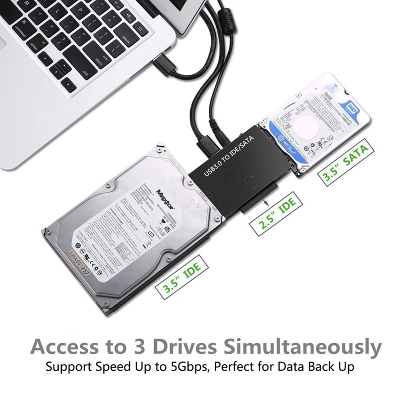 SATA/IDE to USB 3.0 Adapter Hard Drive Adapter Cable Converter For 2.5/3.5 Inch SATA and IDE HDD Support 6TB For PC Macbook