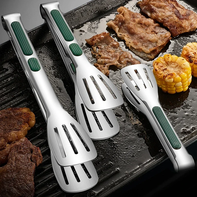 

Корейские зажимы для мяса для барбекю, профессиональные зажимы для еды из нержавеющей стали, зажимы для коммерческого барбекю, кухонные трехстрочные зажимы для стейка