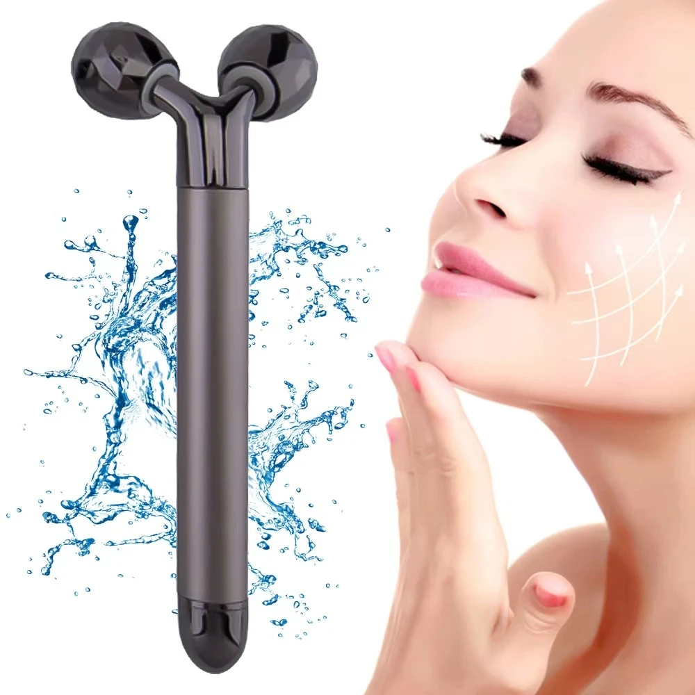 Rullo massaggiatore per il viso in oro 24 carati, barra energetica per la bellezza, lifting, trattamento antirughe, strumento per snellire il viso, tre in uno_voghion.com
