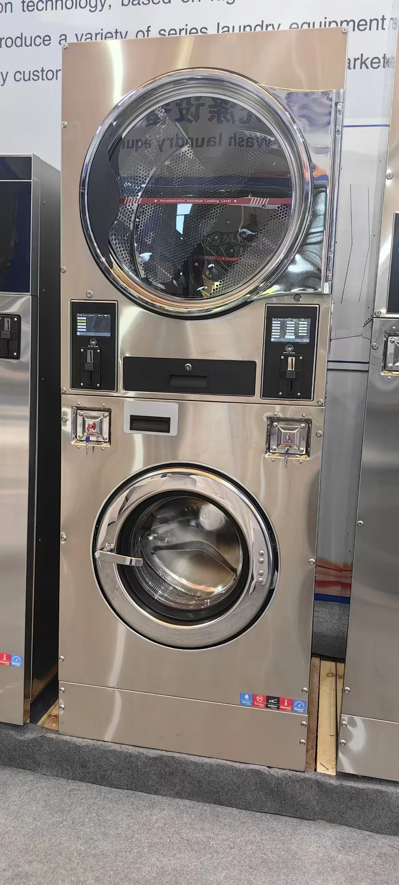Commercial Laundry Dryer, 12/16kg, Fully Automatic Ultrasonic Cleaning, Stackable Touch Screen, Stainless Steel, Laundry Room 4