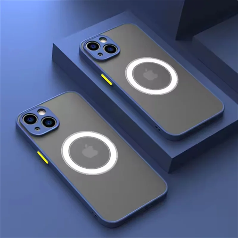 Matte Magnetic Wireless Charge Clear Case with MagSafe Compatibility