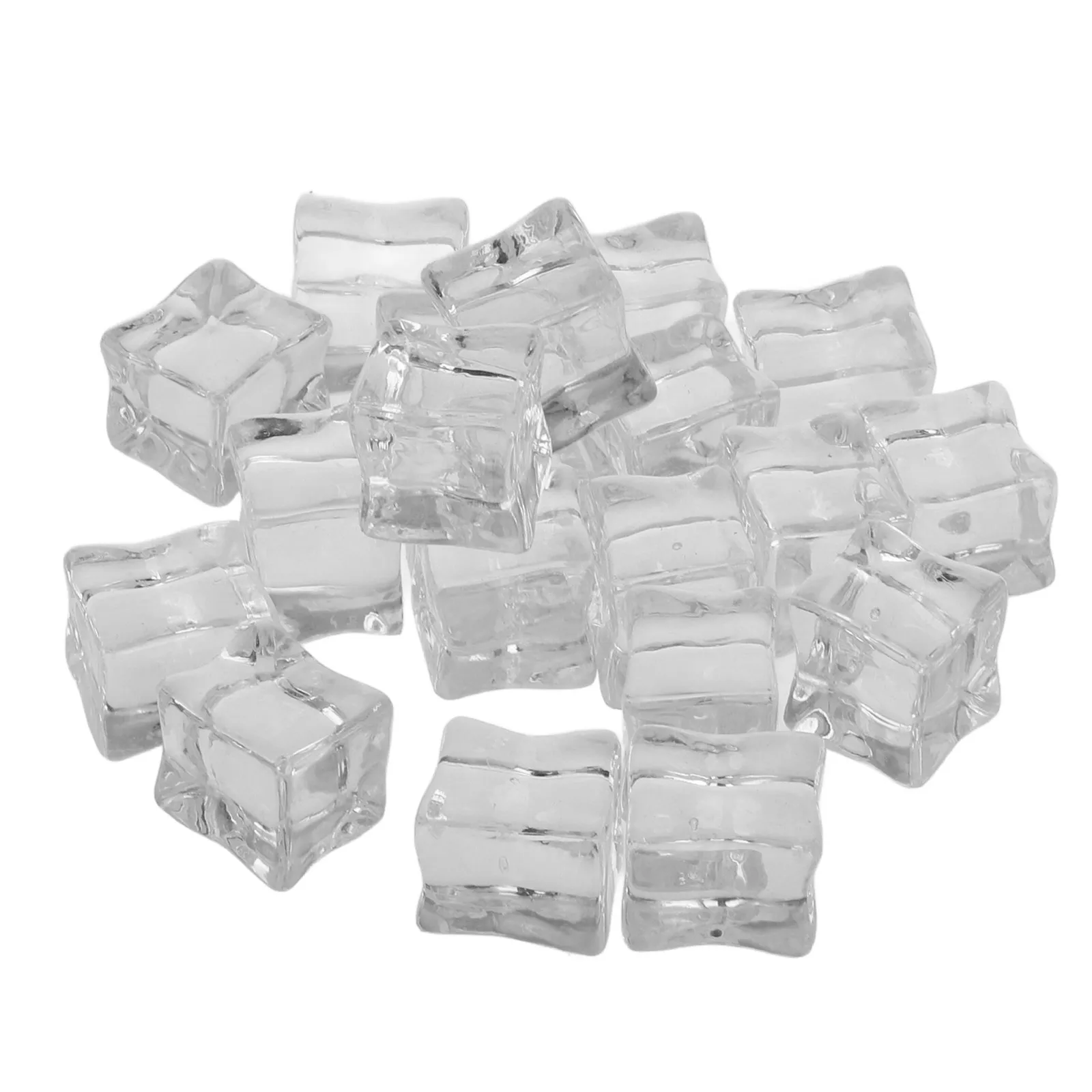 20Pcs 바 장식을위한 현실적인 투명 플라스틱 인공 아이스 큐브 사진 소품 디스플레이 캐비닛 홈 인테리어 사진