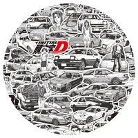 10/30/75PCS Anime Black White Initial D Stickers Graffiti Funny Kids DIY Decals Gift Toy for Wall Notebook Bike Cartoon Sticker 1