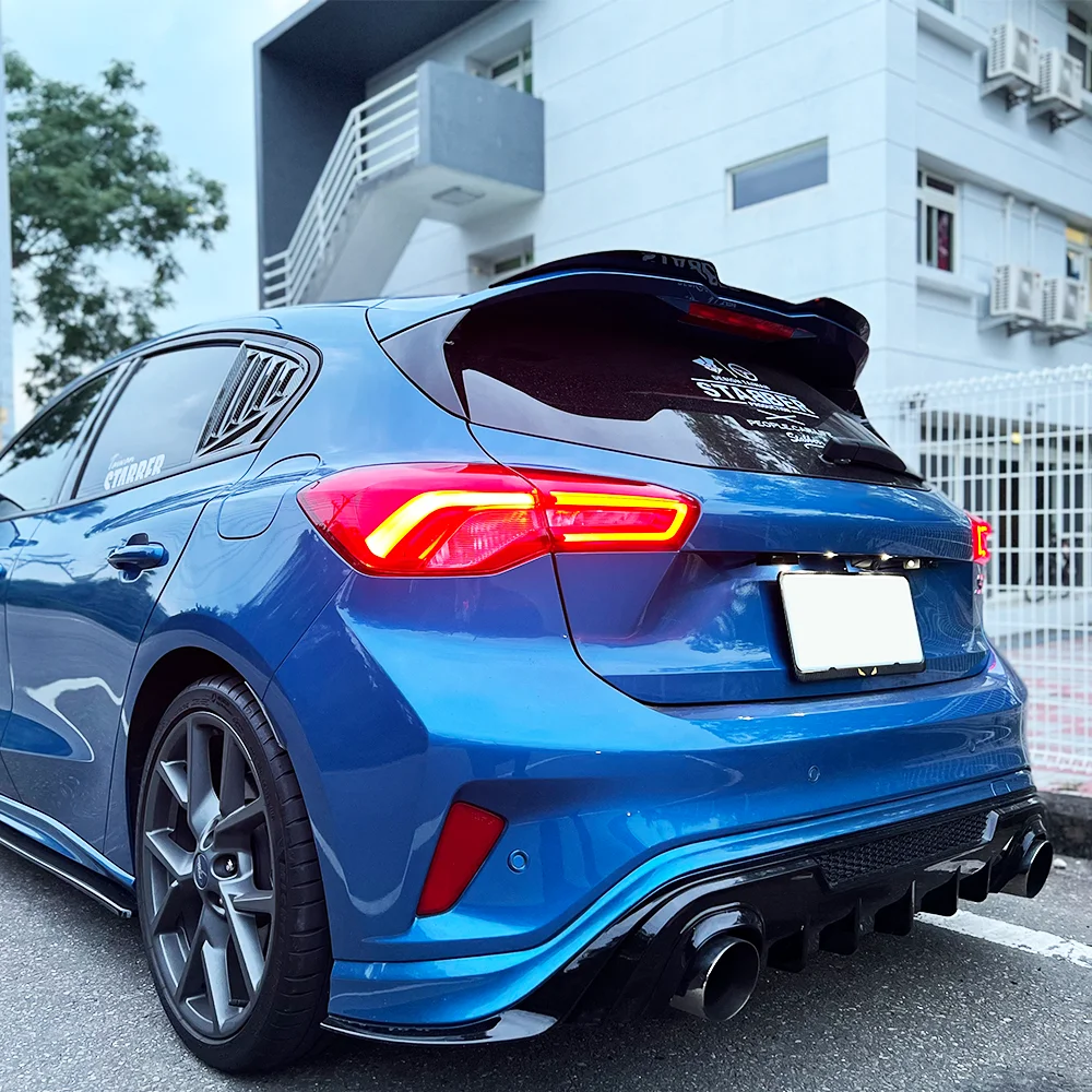 For Ford Focus MK4 ST Spoiler Hatchback Extension Rear Wing Tuning Stickers ABS Auto Replacement Parts 2019 2020 2021