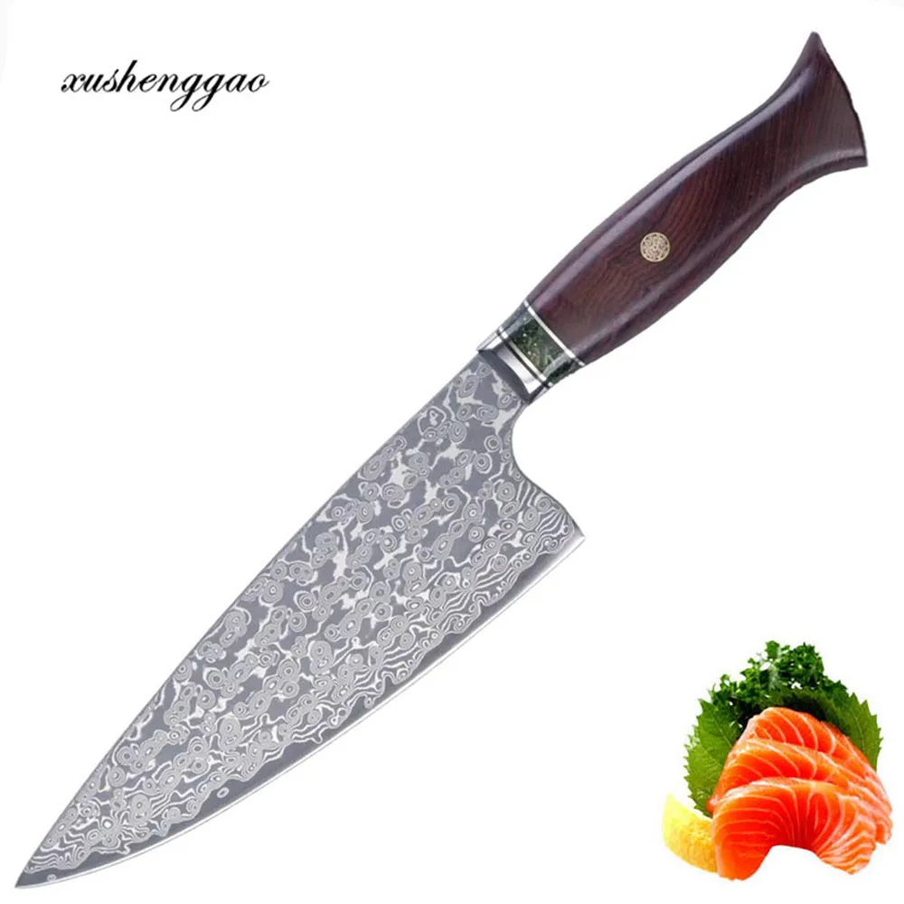 

8 Inch Chef Knife 67 Layers Damascus VG10 Steel Blade Sharp Cleaver Sushi Slicing Sushi Handmade Forged Longquan Kitchen Knives