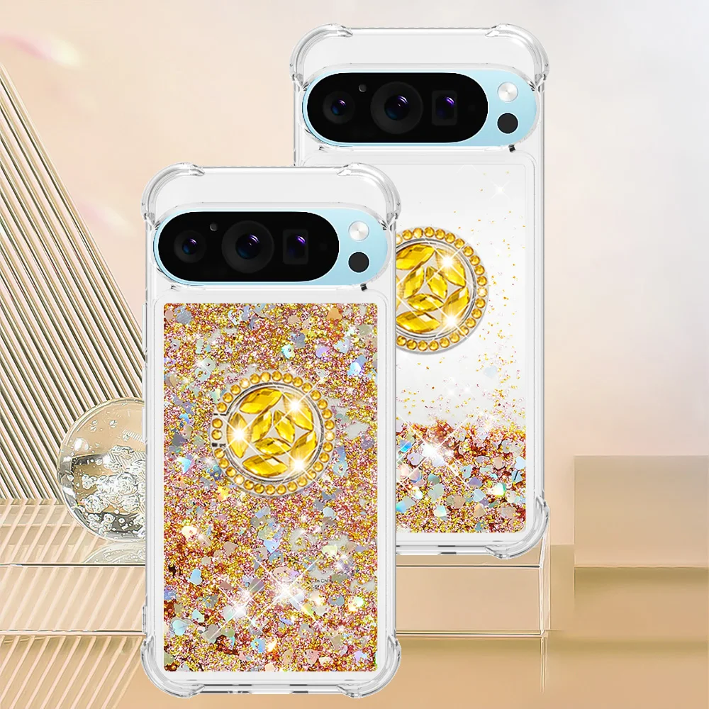 Luxury Quicksand Glitter Ring Holder Case with Shiny Soft Airbag Shockproof Cover