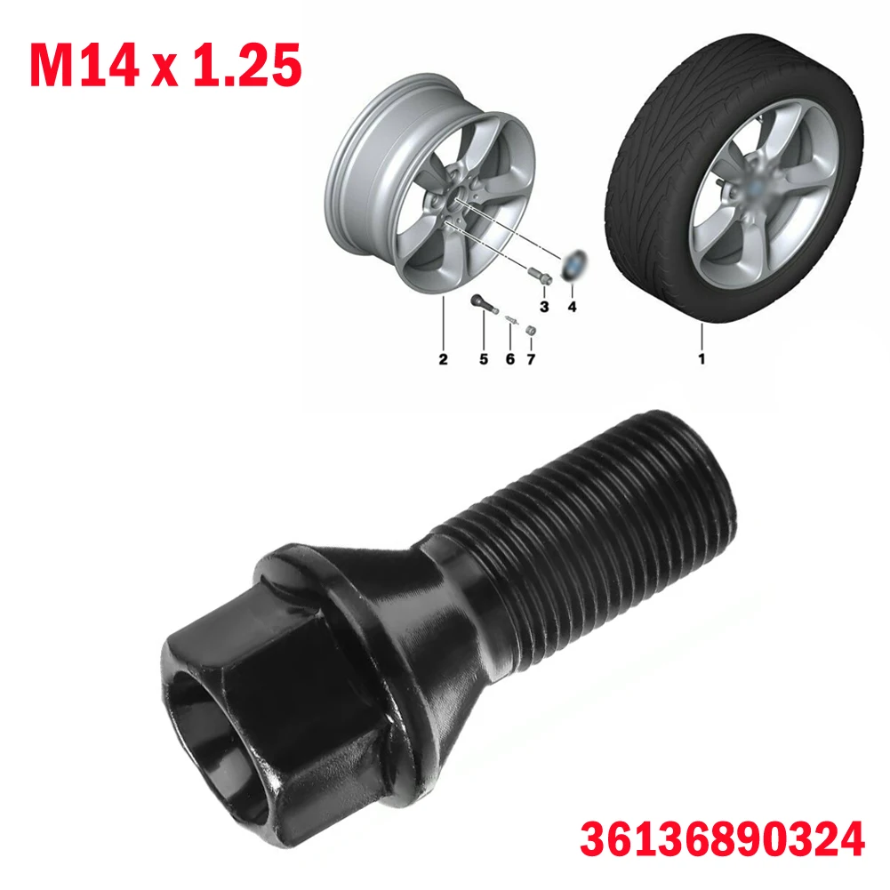 

36136890324 For BMW Wheel Nut Stud Bolt M14 X 1.25 Black F25 X3 E70 X5 Fitment: (The Compatibility Is Just For Reference. Pleas