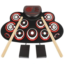 Electronic Drum Set - Practice Drum Pad Roll Up Potable Drum Kit With Headphone Jack Built-In Speaker Drum Sticks