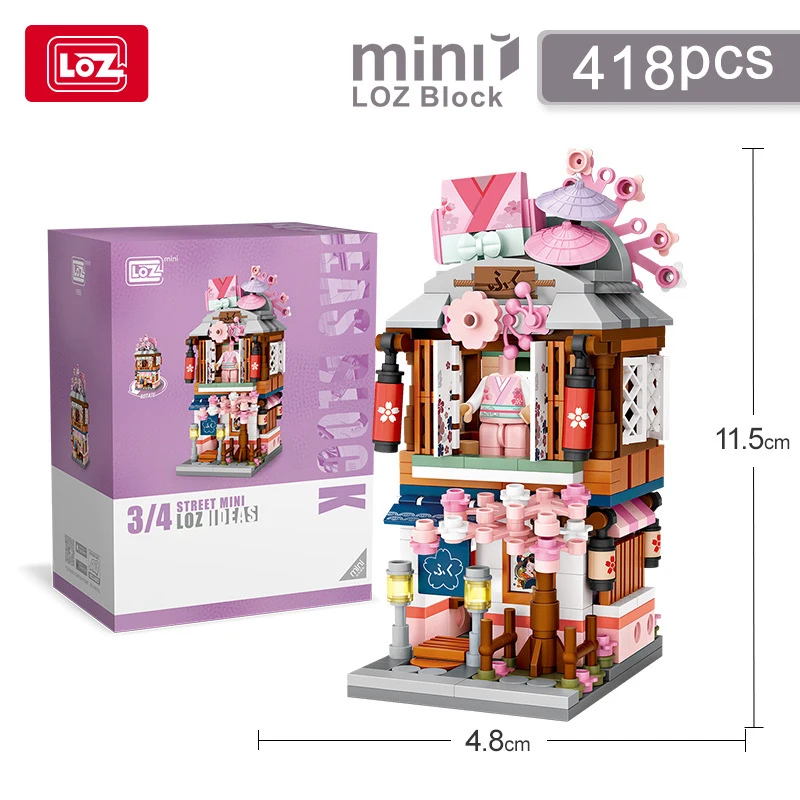 LOZ Mini Street View Series Japanese matcha shop Ramen Canteen Kimono shop Building house model Children's building blocks toys - Image 4