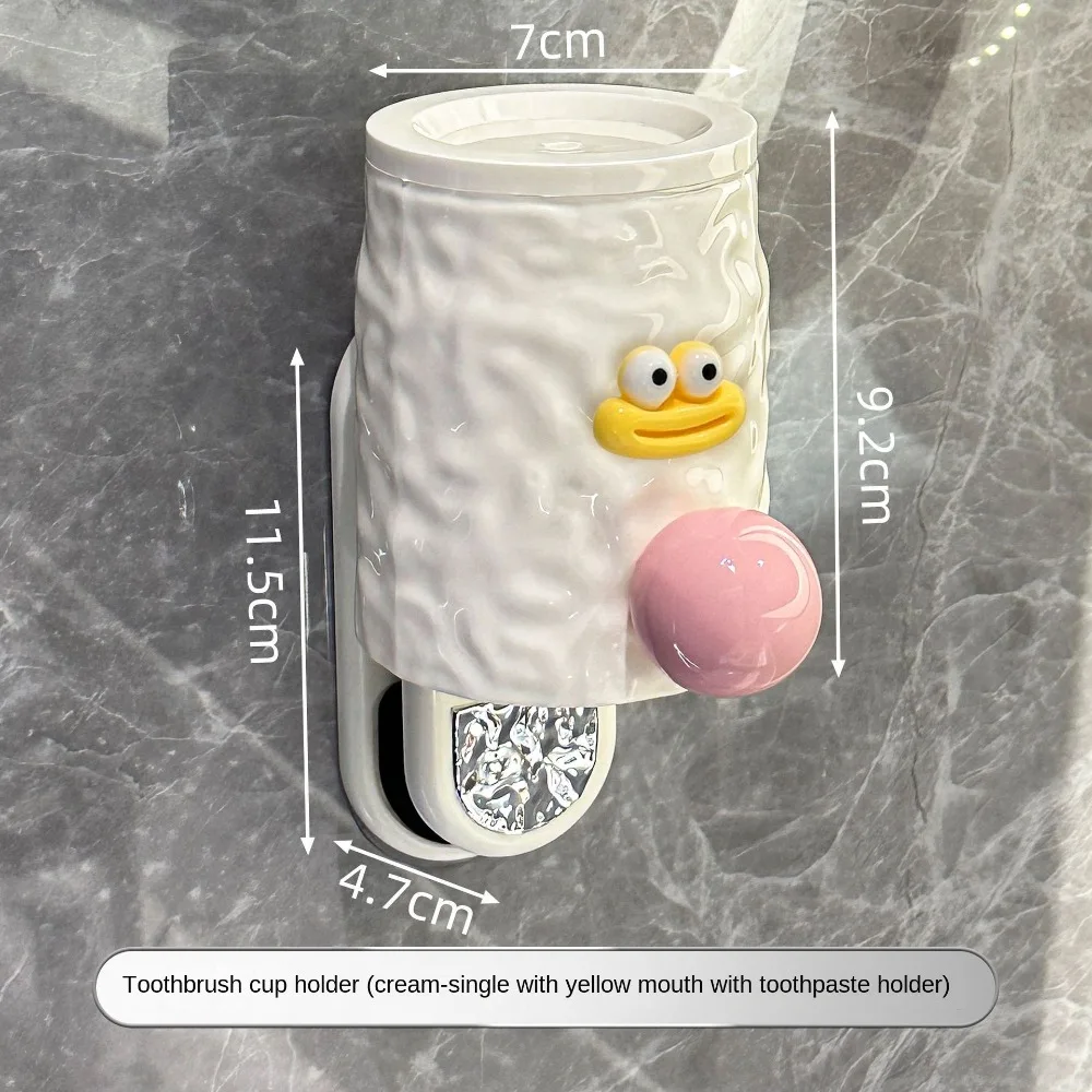 Wall Mounted Mouthwash Cup Punch-free Gargle Cup Toothbrush Storage Toothbrush Holder Holder Set Bathroom