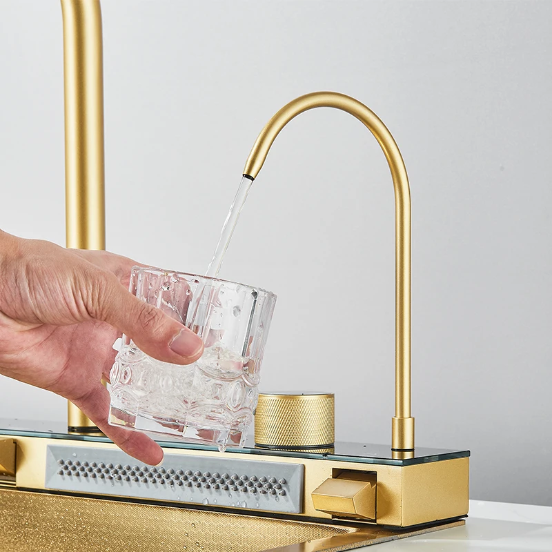 Stainless Steel Kitchen Sink Golden Smart Digital Display Integrated Kitchen Sink Set Multi-functional Wash Basin 5