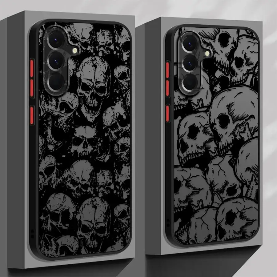 Spooky Skull Pattern Phone Case - Four Unique Designs, Protective Back Cover