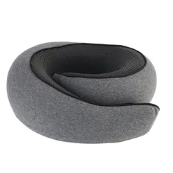 Portable Memory Foam Travel Neck Pillow - Soft U - Shaped Snail Design for Comfortable Rest (Grey)