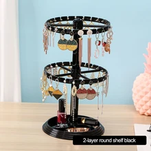  Rotating Jewelry Organizer Plastic Jewelry Display Stand Rack Clear Jewelry Dish Holder for Earrings Necklace Bracelet Pendant 