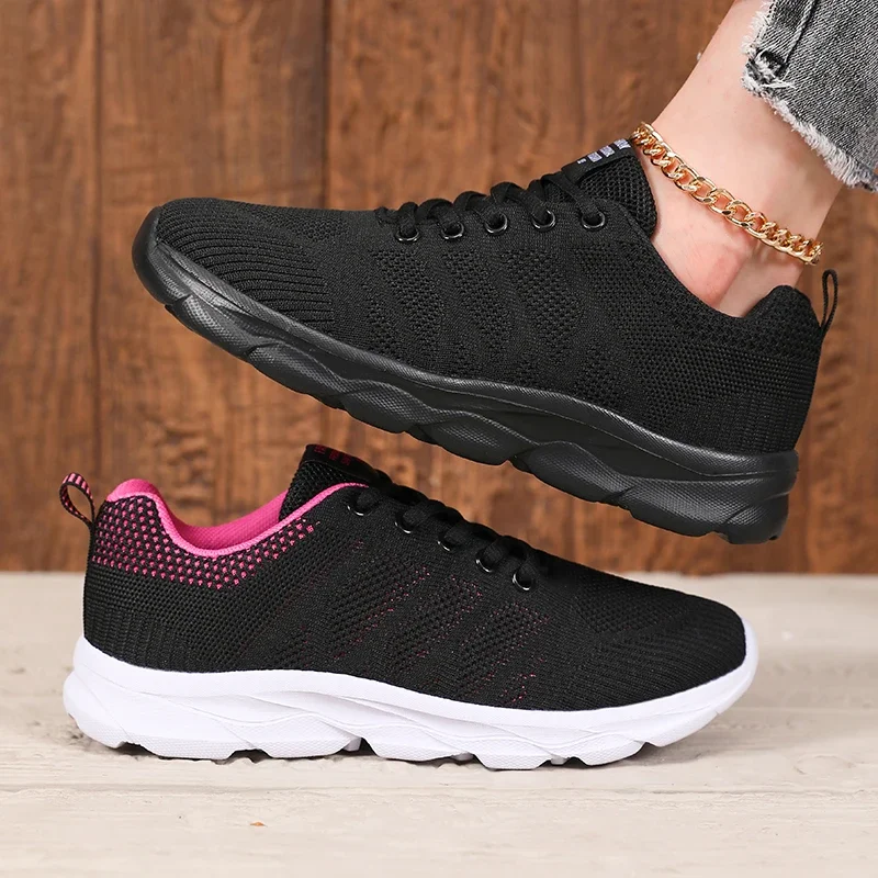 New Summer Women's Woven Mesh Shoes Stylish Minimalist Black Exquisite Sneakers Quick-Drying Anti-Skid Breathable Running Shoes