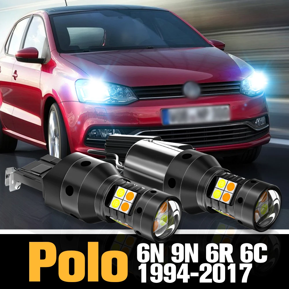 

"2pcs Canbus LED Dual Mode Turn Signal+Daytime Running Light DRL Accessories For Polo 6N 9N 6R 6C 1994-2017 2001 2008 2009 2010