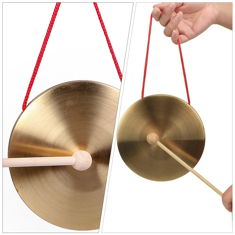 1 Set Mini Copper Gong Hand Percussion Instrument Creative Music Toy for Festival Party Opera Copper Gong Drum Resonant Loud