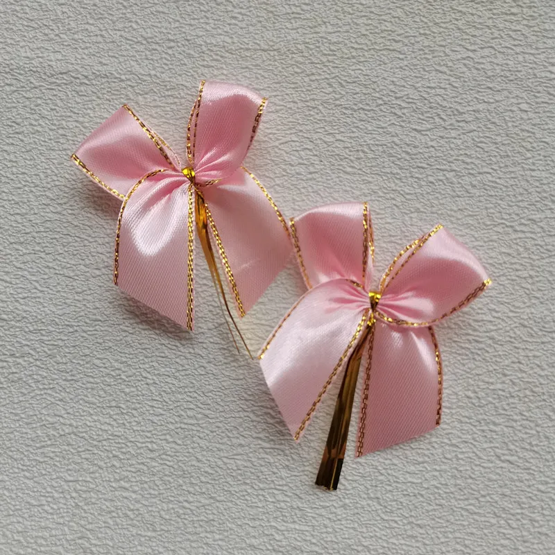 Pink Bowknot Twist Ties for DIY Bakery and Wedding Decorations