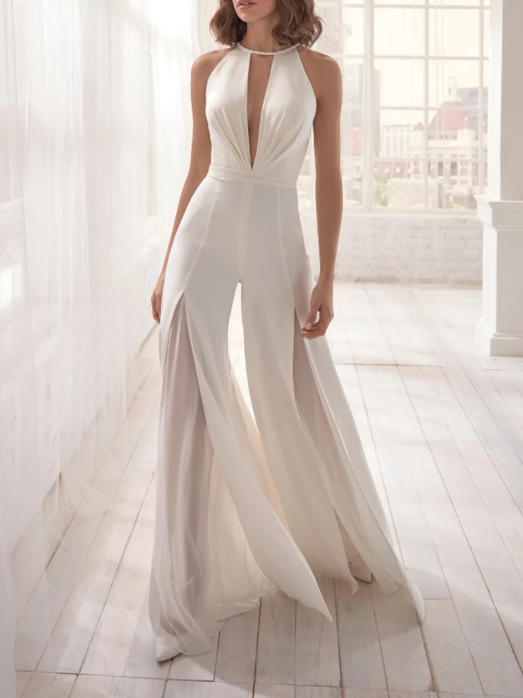 

Long Jumpsuit Women 2023 Summer Hollow Out Sexy Backless Design Fashion Female Jumpsuit Elegant Party Evening Clothes for Women