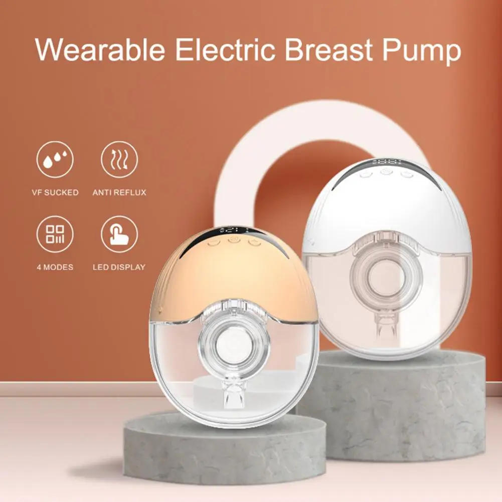 1/2Pcs Electric Breast Pump Hands-Free Breastfeeding Pump with 4 Modes Time Display Cordless Milk Suction Cup Electric