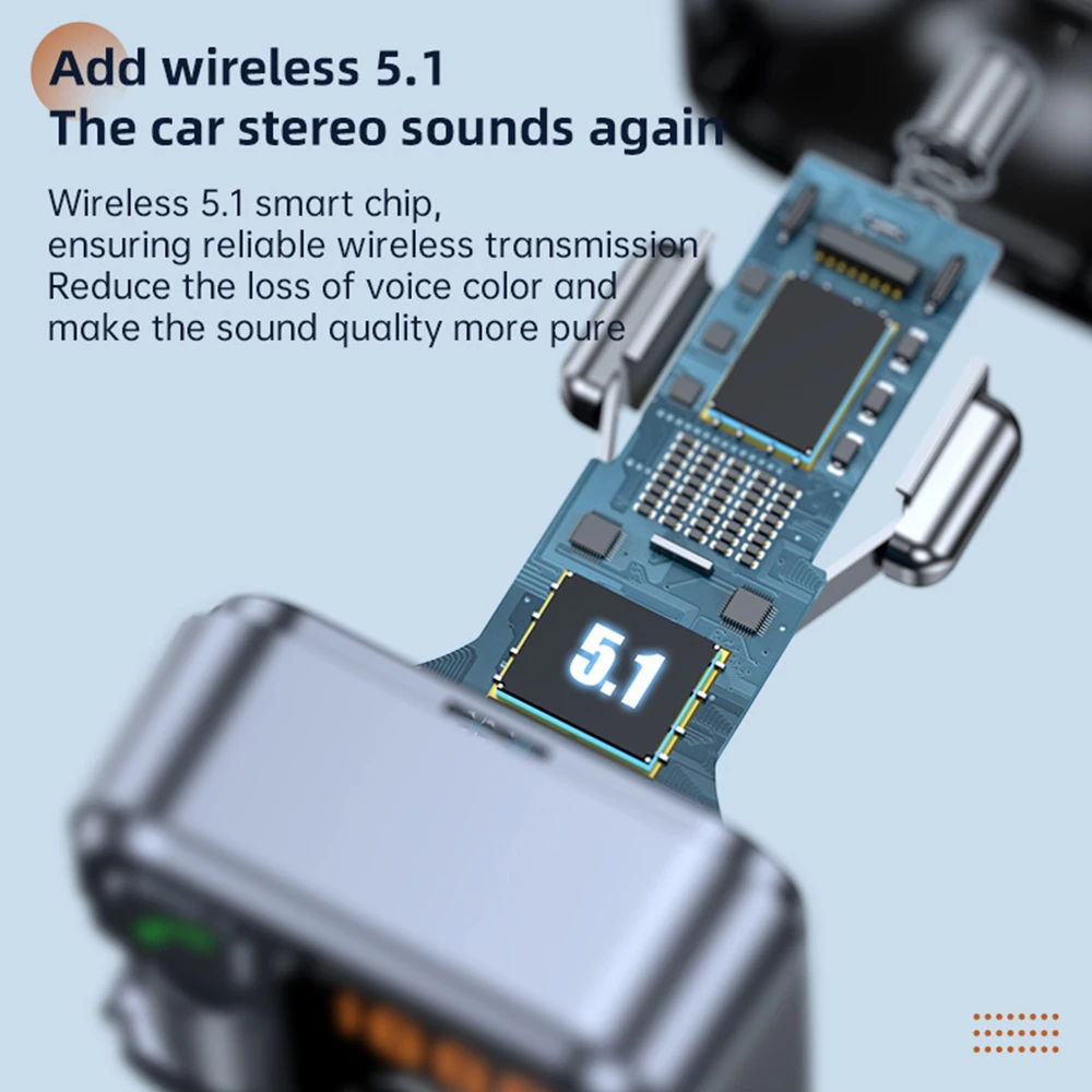 Car Bluetooth Receiver USB U Disk Read PD20w Fast Charging Digital Display Car Mobile Phone Adapter FM Transmiter For Cellphones