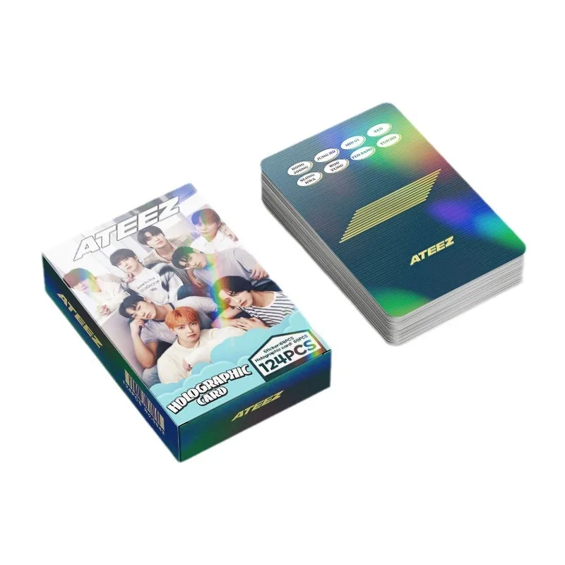 124pcs/set KPOP ATEEZ Lomo Cards Lasers Photo Album Stickers HD Double Sided Photocard JongHo Yunho YEOSANG San Fans Gift