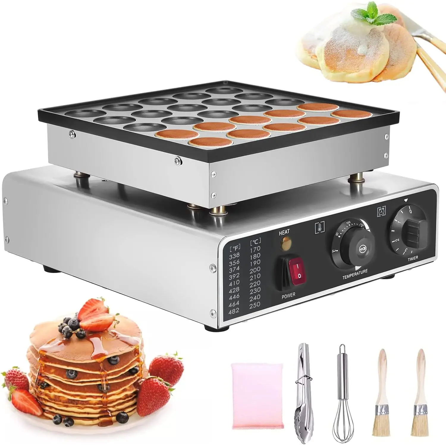 

Pancake Maker, Non-stick Mini Pancakes Maker Machine, Stainless Steel 25-Holes 950W Muffin Maker Machine Suitable for Making Pan