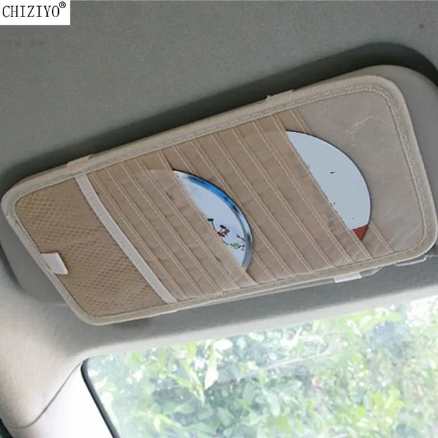 Auto Car Sun Visor Non-woven Organizer Storage Bag Card Clip Holder Multifunctional CD Pen Sunglasses Stowing Tidying