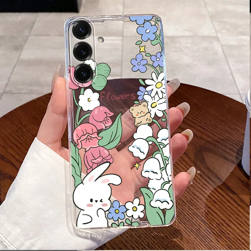Clear Luxury Cute Love Rabbit TPU Soft Silicone Phone Case Back Cover
