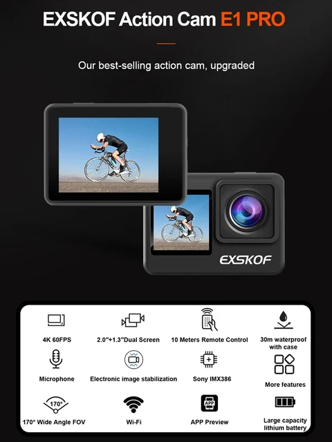 CERASTES Action Camera 4K60FPS WiFi Anti-shake Dual Screen 170° Wide Angle  30m Waterproof Sport Camera with Remote Control - AliExpress